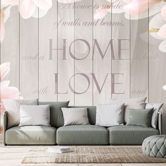 Samolepící tapeta romantická magnolie s nápisem Love