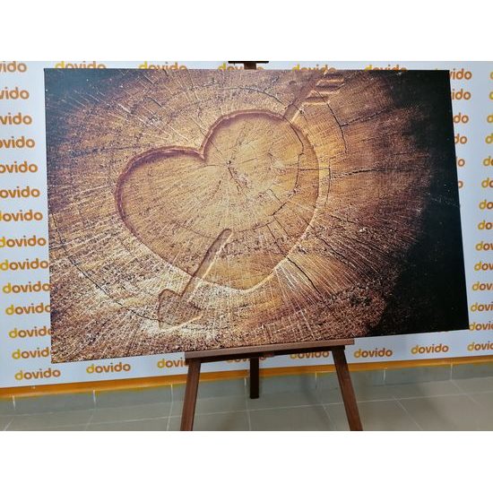 Obraz znak lásky vyřezaný na pařezu