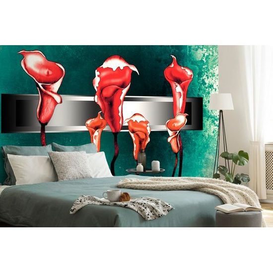 Samolepící tapeta ladnost červených květin kaly