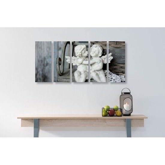 5-dílný obraz láska andílků