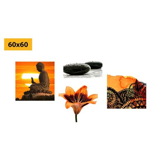 Set obrazů Feng Shui v oranžových barvách