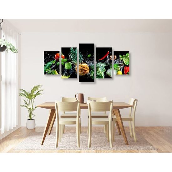 5-dílný obraz ovoce ve vodě