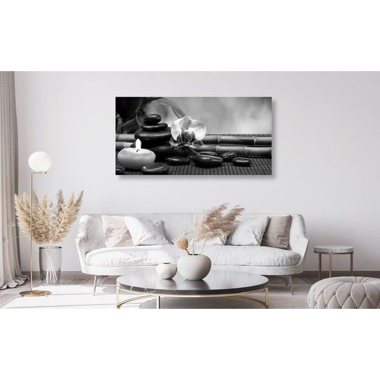 Obraz zahrada Feng Shui v černobílém provedení