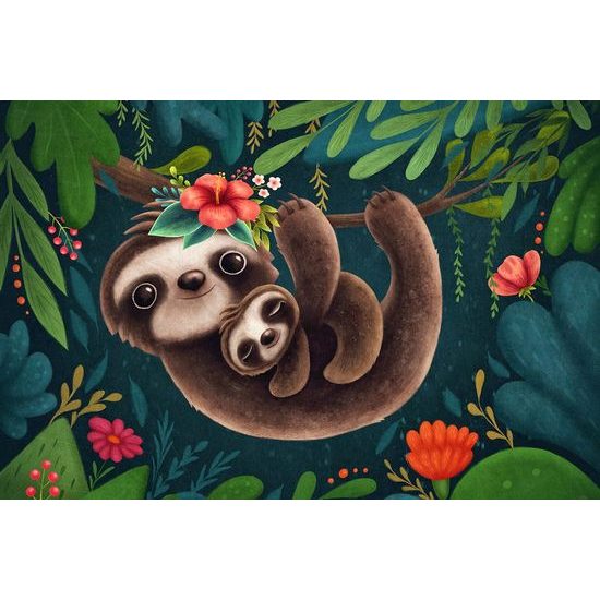 Samolepící tapeta zlaté visící lenochody