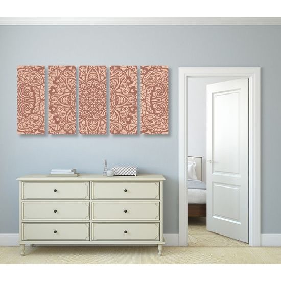 5-dílný obraz nádherná vzorovaná Mandala