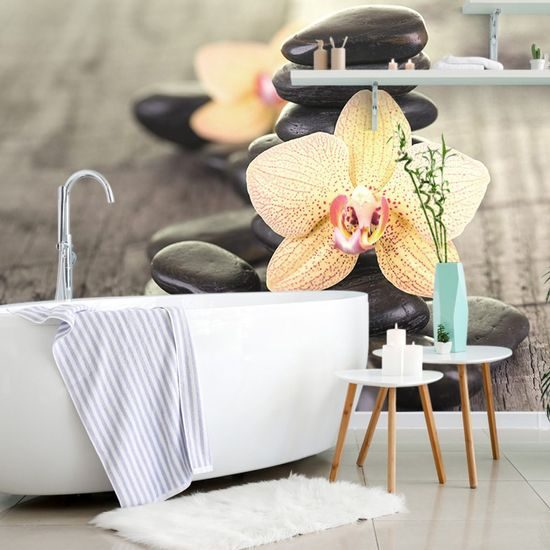 Fototapeta krásná orchidej se zen kameny