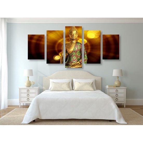 5-dílný obraz zlatý buddha