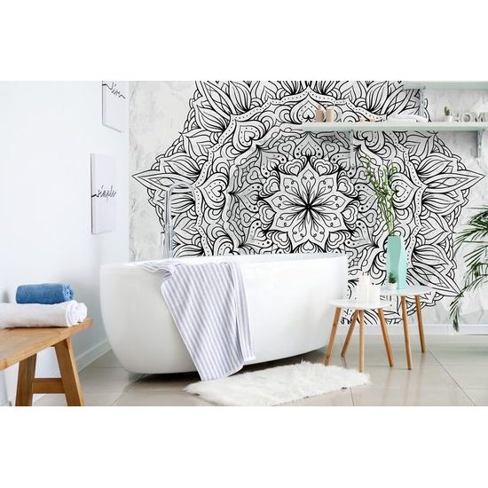 Samolepící tapeta jemná abstrakce květu v černobílém provedení