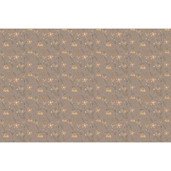 Tapeta malované květiny v hnědém provedení