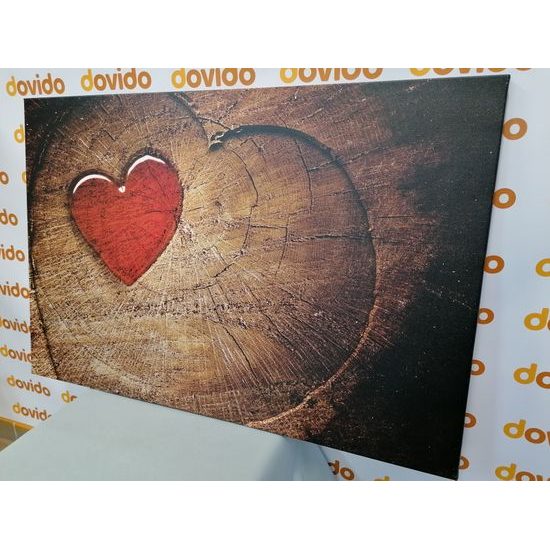 Obraz malebné srdce na pařezu