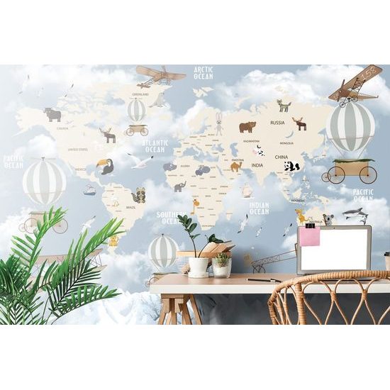 Samolepící tapeta mapa se zvířátky