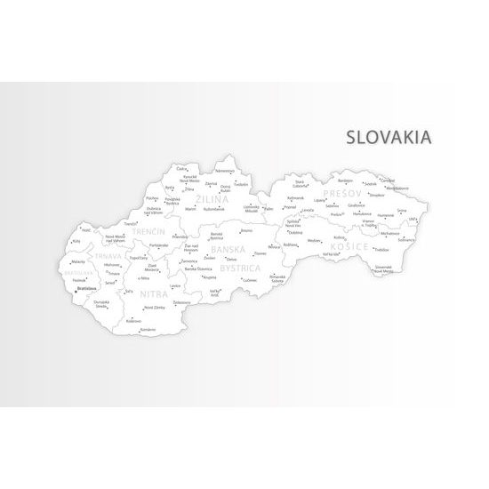 Samolepící tapeta podrobná mapa Slovenské republiky v černobílém provedení