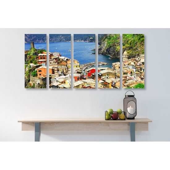 5-dílný obraz městečko na jihu Itálie