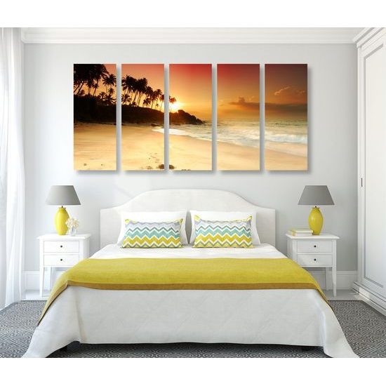 5-dílný obraz západ slunce za ostrov