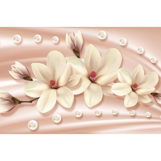 Samolepící tapeta půvabná béžová magnolie