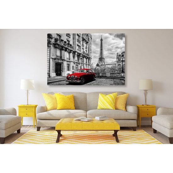 Obraz červený veterán v historické Paříži