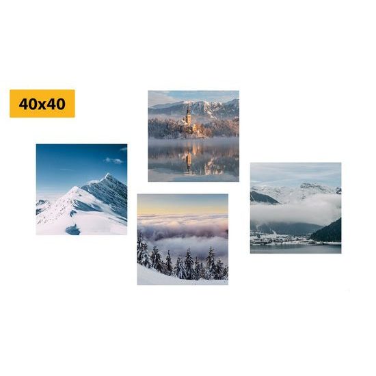 Set obrazů zasněžené vrcholky hor