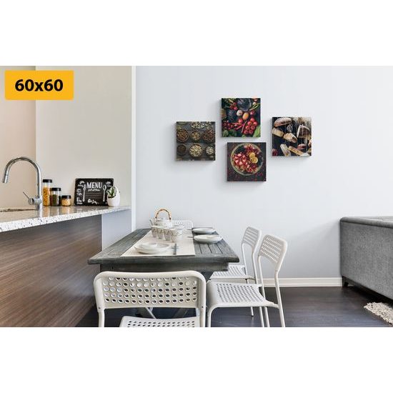 Set obrazů kvalitní suroviny na černém pozadí