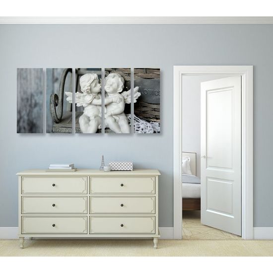 5-dílný obraz láska andílků