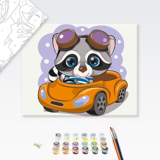 Malování podle čísel medvídek čistotný v autíčku