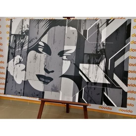 Obraz černobílá krása ženy v pop art stylu