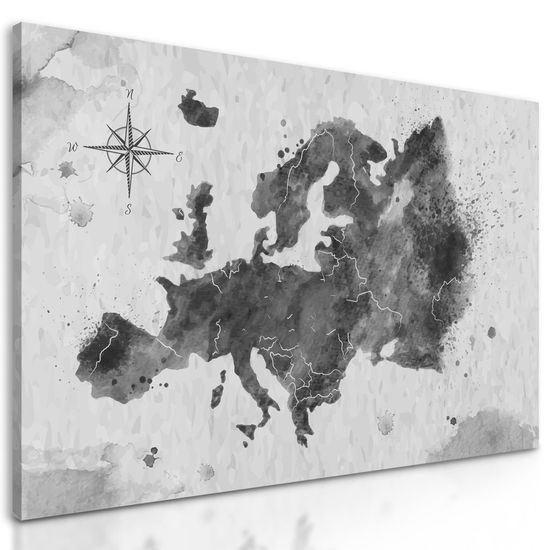 Obraz stará mapa Evropy v černobílém provedení