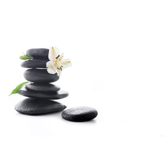 Samolepící tapeta kompozice lávových kamenů s květem