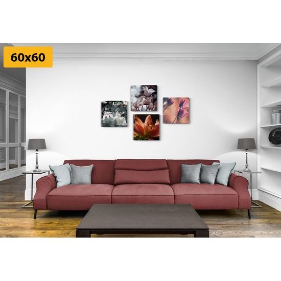 Set obrazů romantické květiny