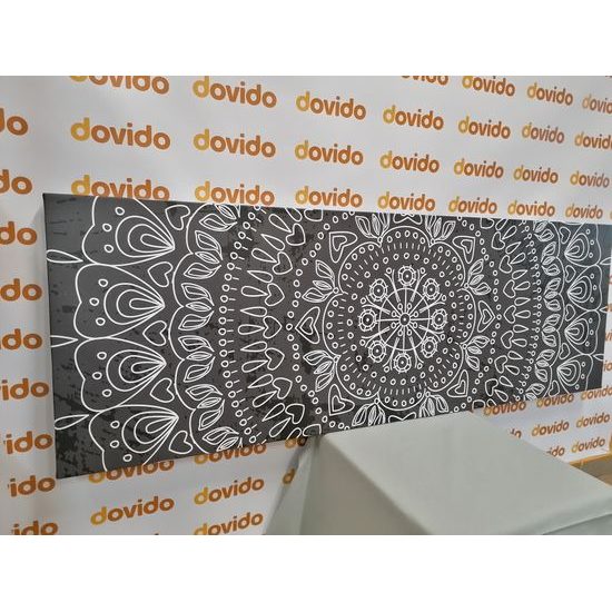Obraz umělecká Mandala v černobílém provedení