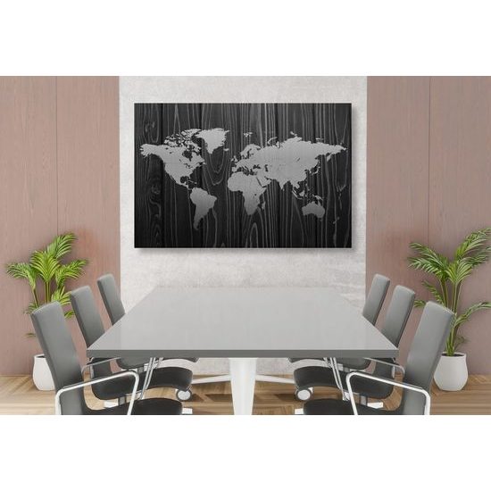 Obraz luxusní mapa světa v černobílém provedení