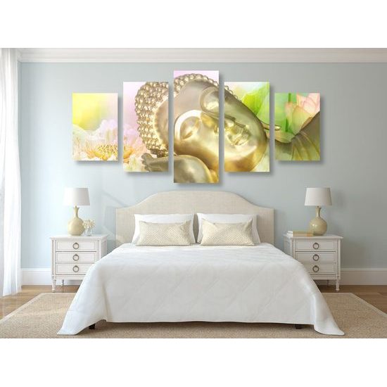 5-dílný obraz odpočívající Buddha