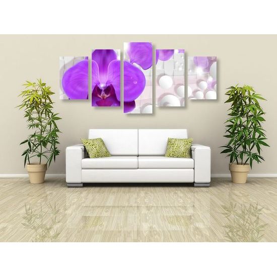 5-dílný obraz orchidej na elegantním pozadí