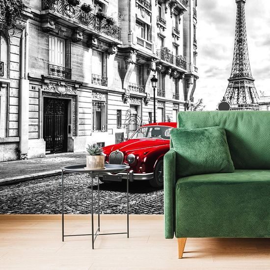 Samolepící fototapeta červený veterán v historické Paříži