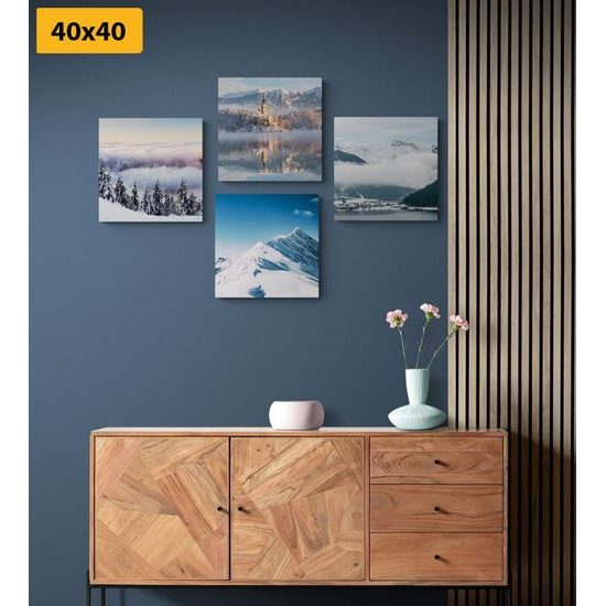 Set obrazů zasněžené vrcholky hor