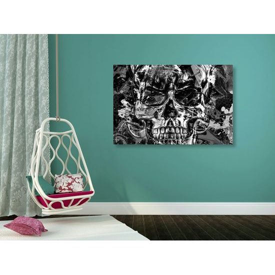 Obraz abstraktní lebka v černobílém provedení