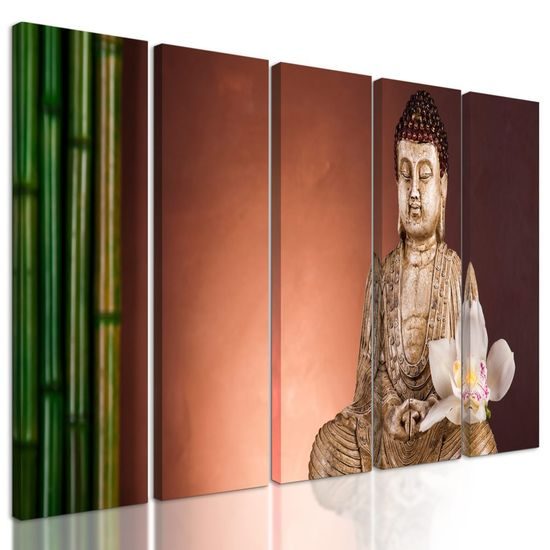 5-dílný obraz majestátní Buddha