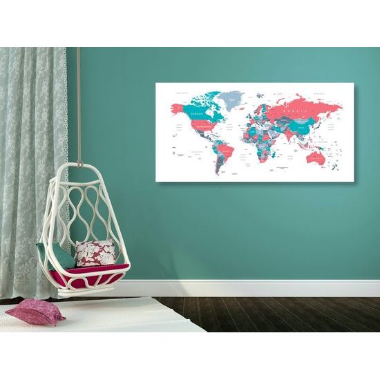 Obraz mapa v poutavém pastelovém provedení