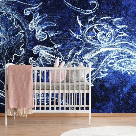 Samolepící tapeta zajímavá kresba na modrém pozadí