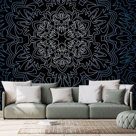 Samolepící tapeta exotická Mandala v modrém provedení