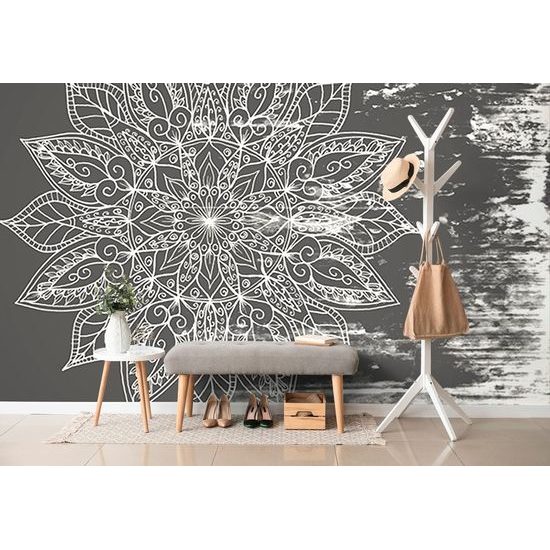 Originální tapeta černobílá struktura Mandaly
