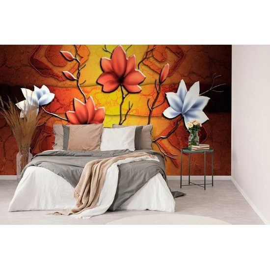 Zajímavá samolepící tapeta etno květiny