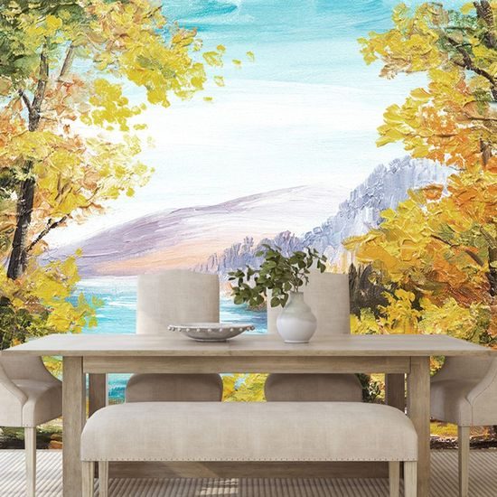Samolepící tapeta podzimní pohled na horské jezero