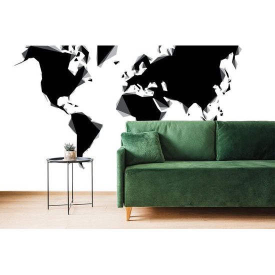 Tapeta moderní mapa světa v černobílém provedení