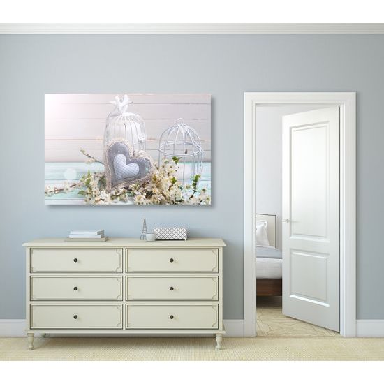 Obraz zátiší se srdíčkem ve vintage stylu