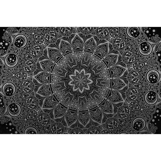 Obraz starodávná Mandala v černobílém provedení