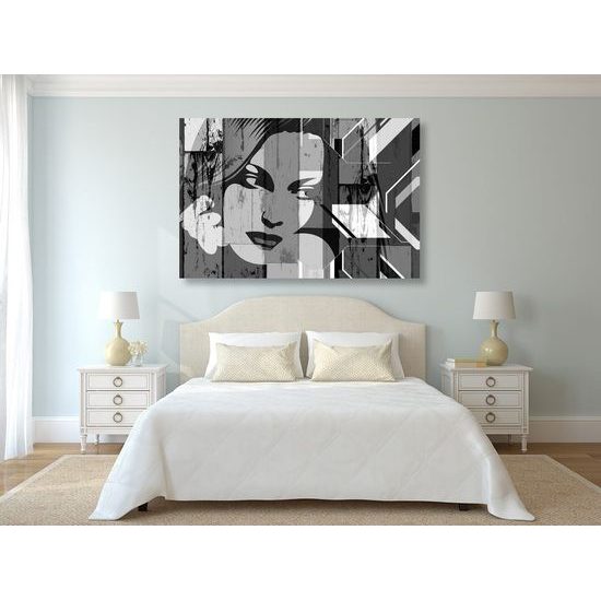 Obraz černobílá krása ženy v pop art stylu