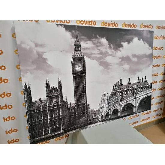 Obraz Elizabeth Tower v Londýně v černobílém provedení