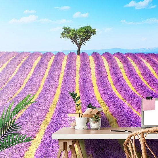 Originální fototapeta levandulové pole se stromem