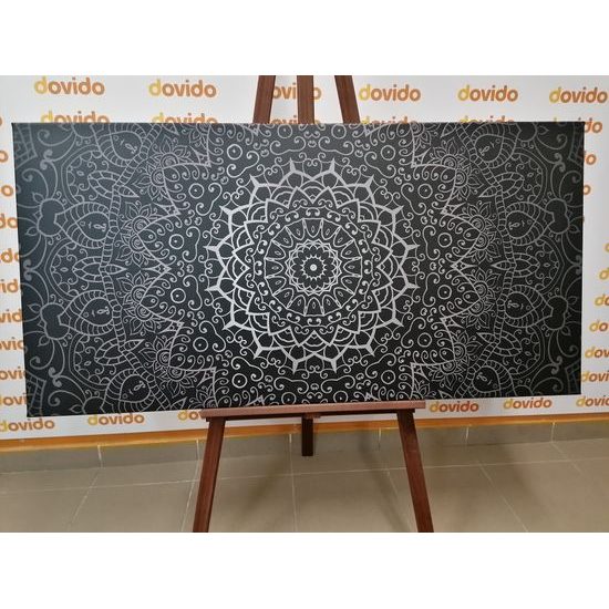 Obraz elegantní Mandala v černobílém provedení