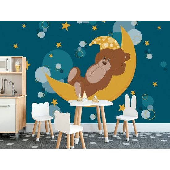 Samolepící tapeta ospalý medvídek na měsíci